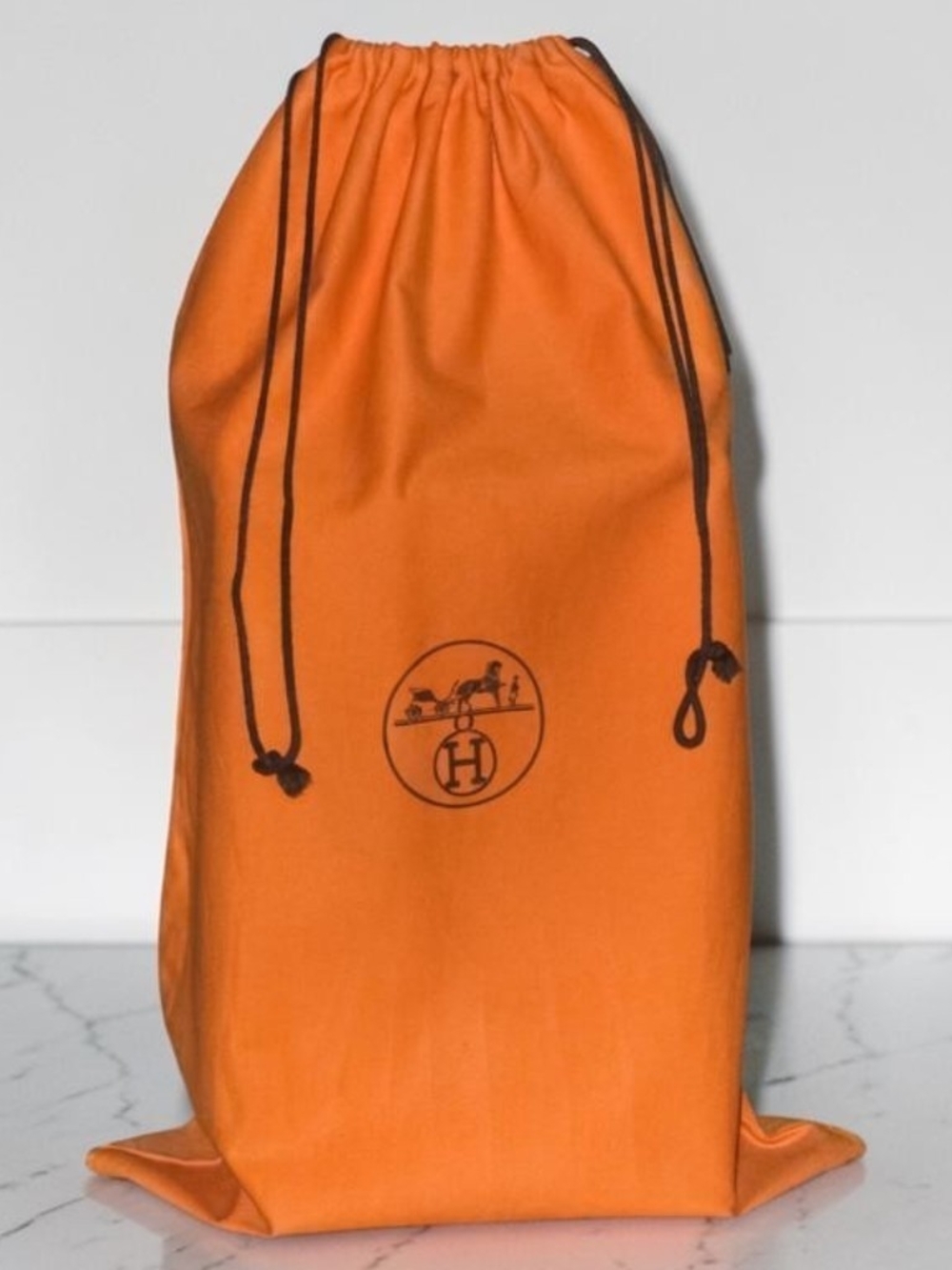 Authentic Hermes Orange Drawstring Dust Bag